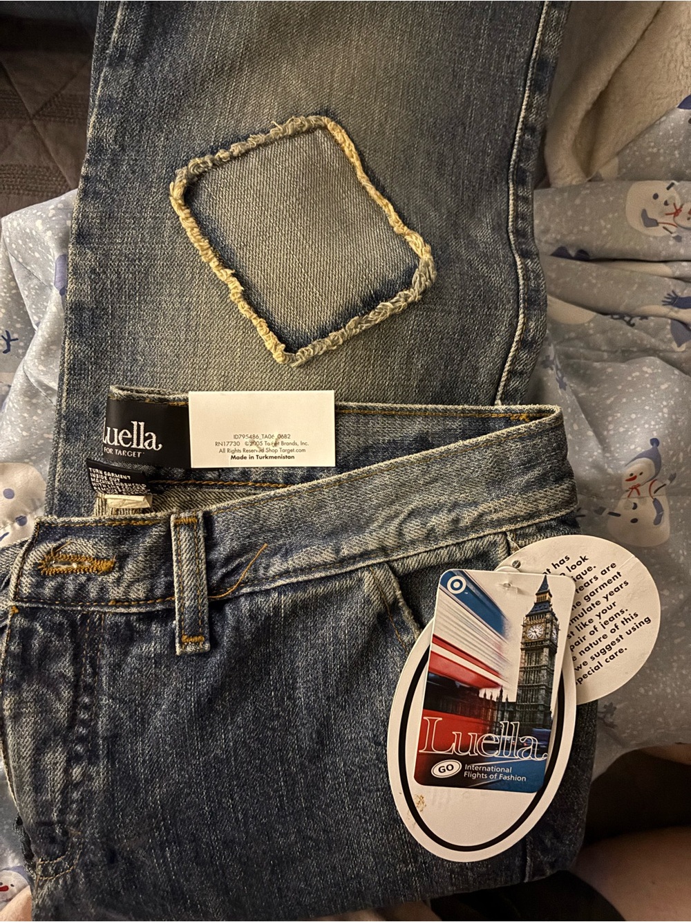 Luella Women's Blue Wide Leg Jeans - Distressed Patch Detail